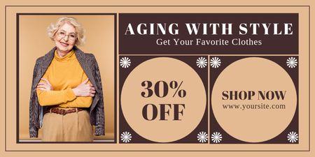 Fashionable Clothes With Discount For Seniors Twitter Design Template
