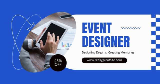 Platilla de diseño Discount on Event Design on Blue Facebook AD