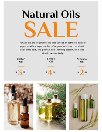 Affordable Natural Cosmetic Oils and Serums Poster 8.5x11in Design Template