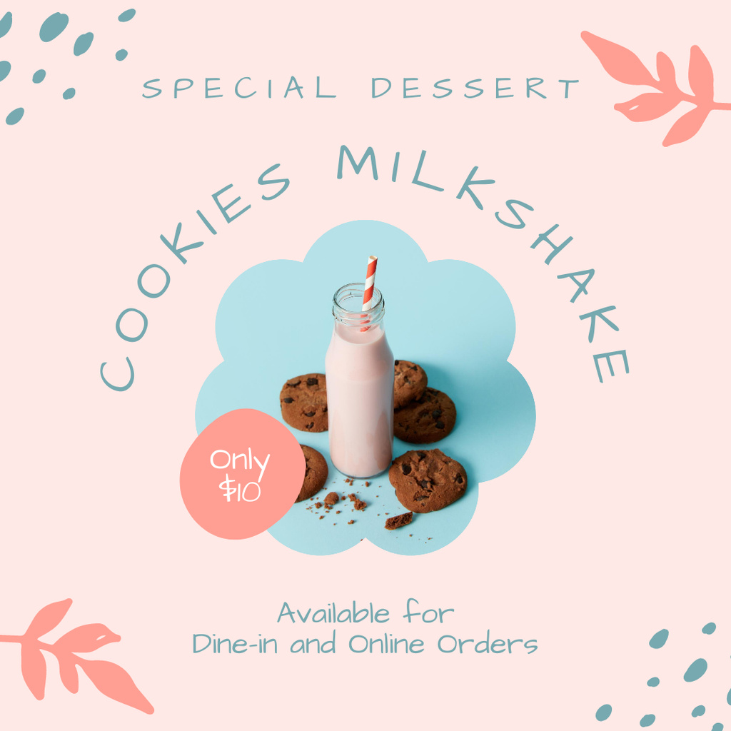 Delicious Milkshake with Cookies Instagram Design Template