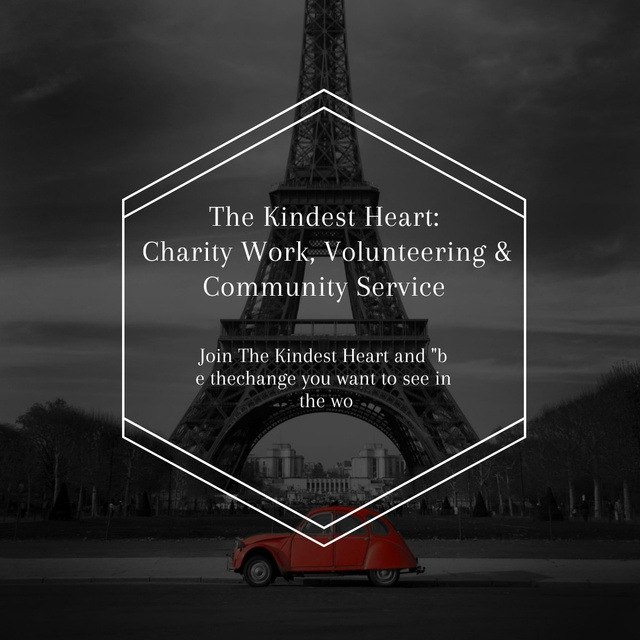 Charity Community promotion on Eiffel Tower view Instagram AD Design Template