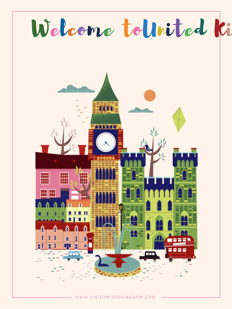 Plantilla de diseño de London Famous Travelling Spots Poster US 