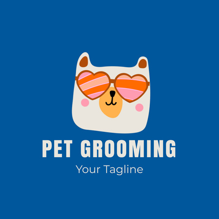 Lemmikkien hoitotarjous söpöllä coolilla kissalla Animated Logo Design Template