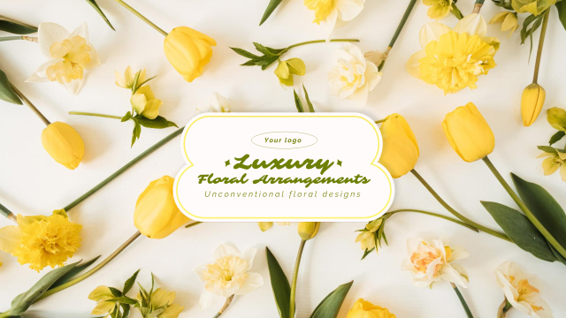 Ontwerpsjabloon van Youtube van Luxury Flower Arrangements Service Ad wit Yellow Flowers