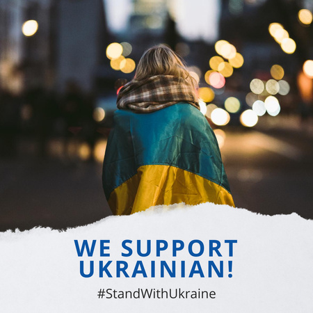Woman Holding a Yellow and Blue Flag of Ukraine Instagram Design Template