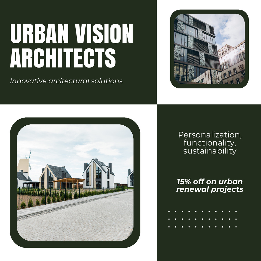 Architectural and Urban Vision Services Ad LinkedIn postデザインテンプレート