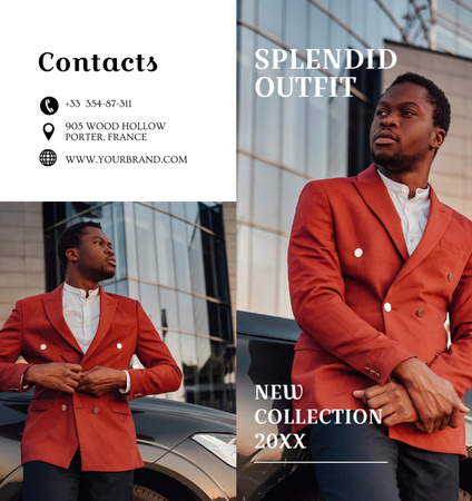 Fashion Ad with Stylish Man in Bright Outfit Brochure Din Large Bi-fold Design Template