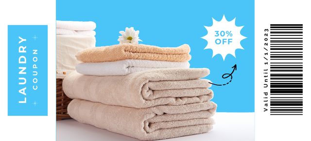 Offer Discounts on Laundry Service Coupon 3.75x8.25in Tasarım Şablonu