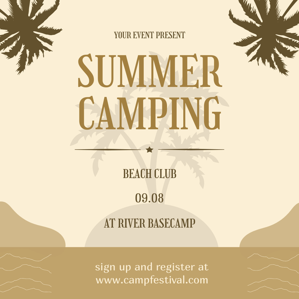 Summer Camping Event Announcement Instagram AD tervezősablon
