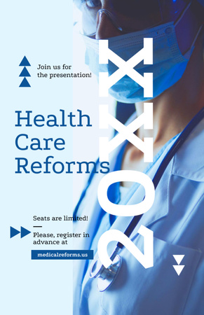 Platilla de diseño Presentation Of Healthcare Reforms With Doctor Invitation 5.5x8.5in