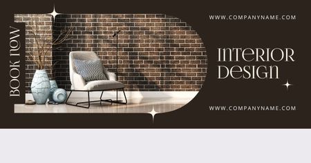 Plantilla de diseño de Anuncio de diseño de interiores con elegantes sillones y jarrones Facebook AD 