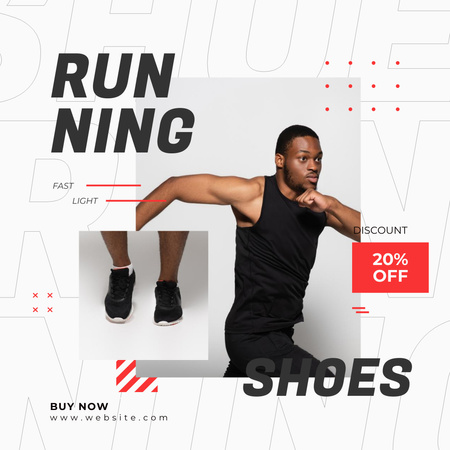 Running Shoes Promotion Instagram Design Template