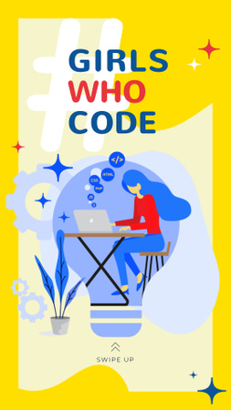 Plantilla de diseño de Coding Girls are Awesome Instagram Story 