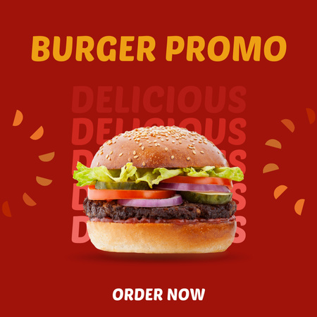 Fast Food Offer with Tasty Burger Instagram Design Template