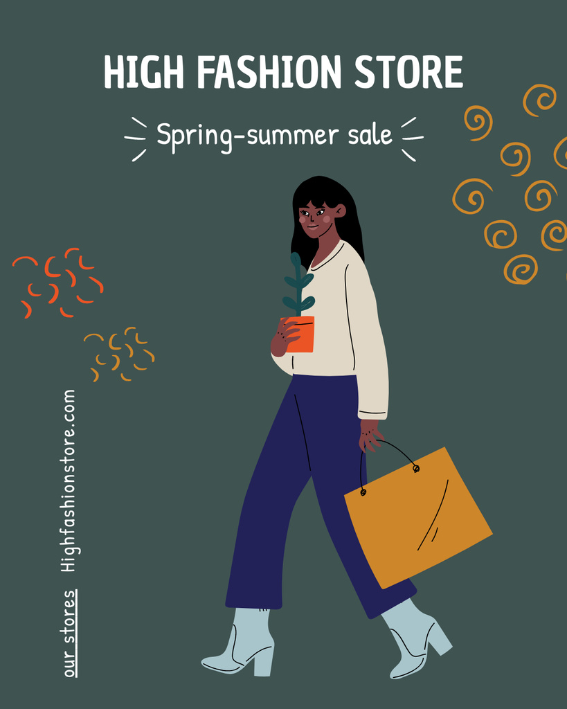 High Fashion Store with Spring-Summer Sale Offer Poster 16x20inデザインテンプレート