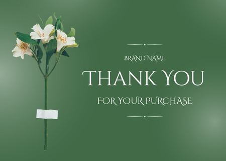 Thank You Message with Beautiful Tender Lily Flowers Card Design Template