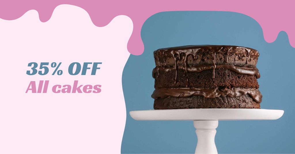 Chocolate cake sale offer Facebook AD – шаблон для дизайну
