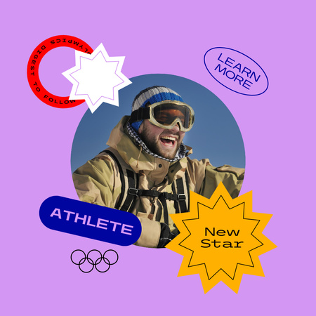 Olympic Games Announcement with Snowboarder Animated Post Design Template