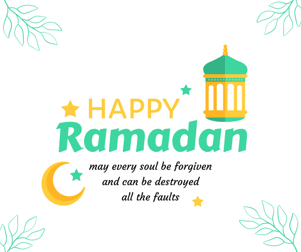 Designvorlage Month of Ramadan Greetings with Lantern für Facebook