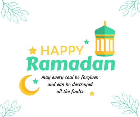 Month of Ramadan Greetings with Lantern Facebook Design Template