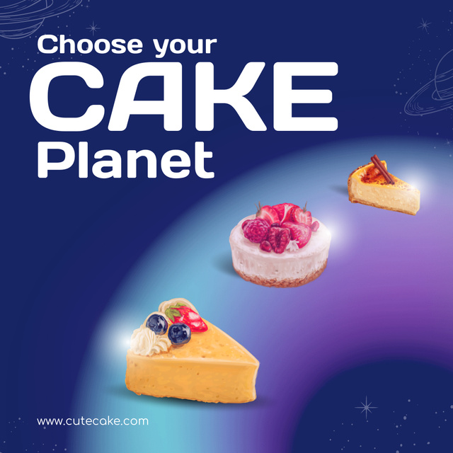 Bakery Ad with Pieces of Cakes Instagram Tasarım Şablonu