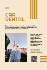 Car Rent Offer with Man and Woman in Cabriolet