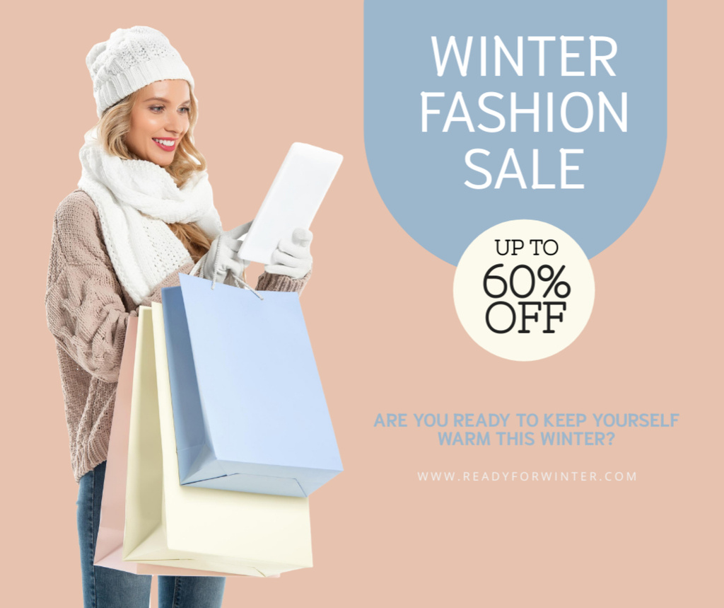 Ontwerpsjabloon van Facebook van Winter Fashion Shopping