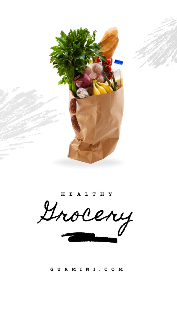 Designvorlage Healthy Grocery in Shopping Basket für Instagram Story