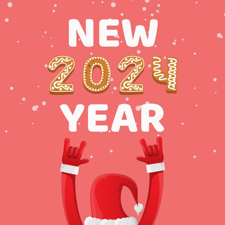 Ontwerpsjabloon van Animated Post van Santa Greeting With New Year Holiday In Red