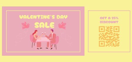 Discount Offer for Valentine's Day with Couple of Lovers Coupon Din Large Πρότυπο σχεδίασης