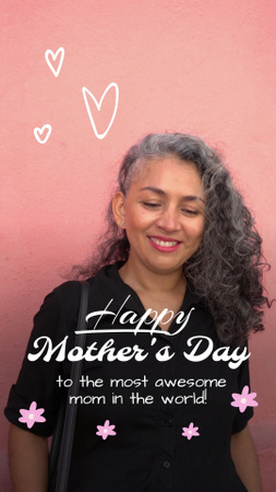 Çiçekler ve Kalpler ile Anneler Günü için Şirin Tebrikler TikTok Video Tasarım Şablonu