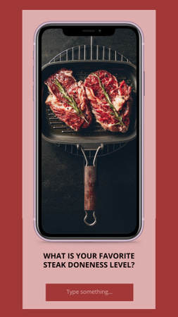 Delicious Beef Steak in Frying Pan Instagram Story Design Template
