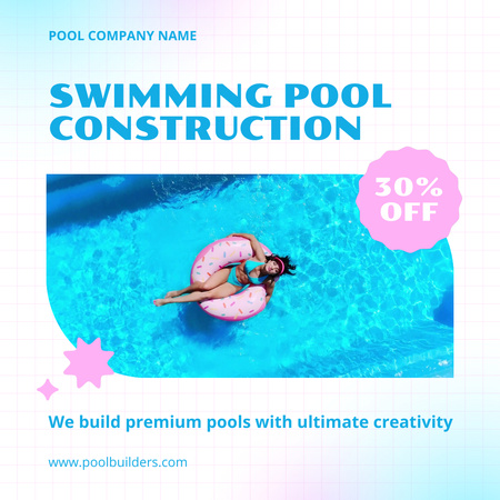Platilla de diseño Offer Discounts on Pool Installation Services Animated Post
