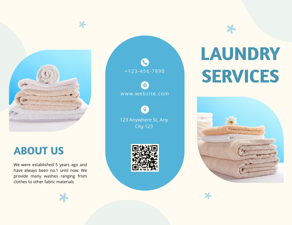 Laundry Service Offer with Clean Towels Brochure 8.5x11in Design Template