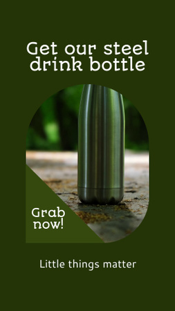 Platilla de diseño Steel Drink Bottle Promotion With Slogan Instagram Video Story