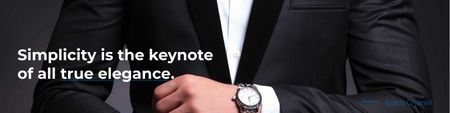 Citation about elegance with Man in Suit Twitter Design Template