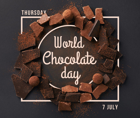 Delicious World Chocolate Day Greeting in Brown Facebook Design Template