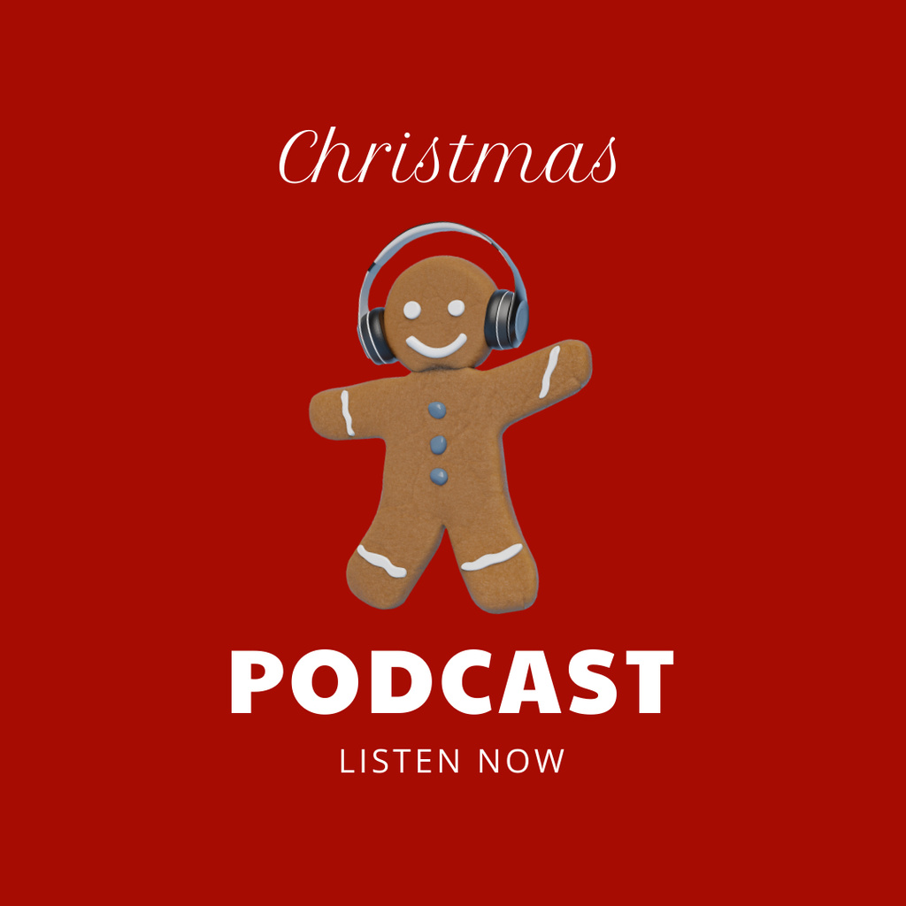 Ontwerpsjabloon van Instagram van Christmas Podcast Announcement with Cookie