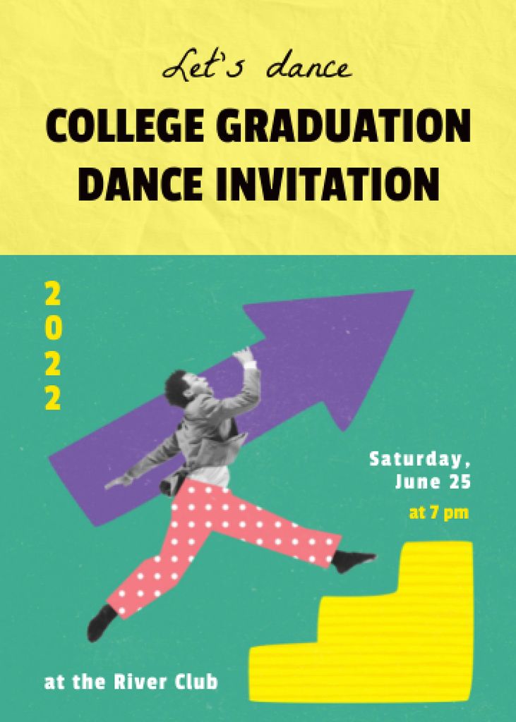 Triumphant Grad Dance and Party Announcement Invitation Šablona návrhu