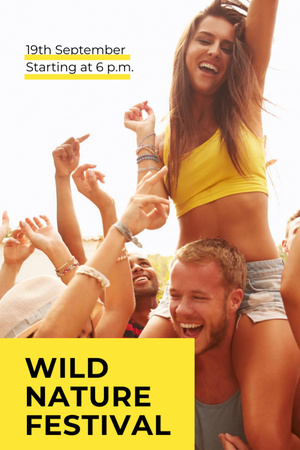 Captivating Wild Nature Festival And People Having Fun Postcard 4x6in Vertical Design Template