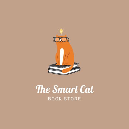 Plantilla de diseño de Bookstore Announcement with Cute Cat Logo 