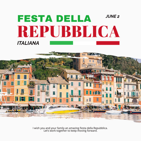 Town of Italy on Italian National Day Greeting Instagram Design Template
