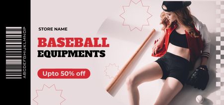 Baseball Equipment Store Ad With Discounts Offer Coupon Din Large Design Template
