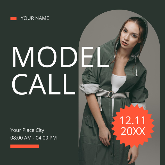 Young Woman in Stylish Green Cloak Instagram Design Template
