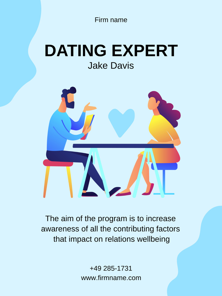 Dating Expert Services And Program Offer Poster US Πρότυπο σχεδίασης