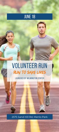 Announcement Of Volunteer Run In Summer Invitation 9.5x21cm Design Template