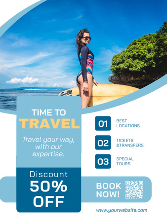 Surfing Tour for Active Recreation Poster US Design Template