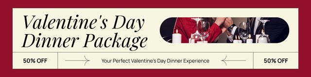 Discount on Valentine's Day Dinner Package Twitter Design Template