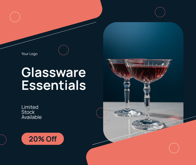 Ontwerpsjabloon van Facebook van Crystal-clear Wineglasses At Reduced Price Offer