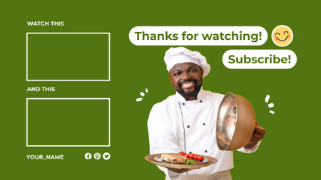 Szablon projektu wykwalifikowani kucharze vlog z posiłkiem obsługujący odcinek YouTube outro